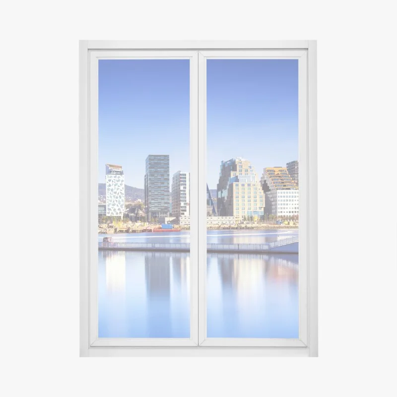 Adesivo per finestra panorama urbano sul waterfront moderno