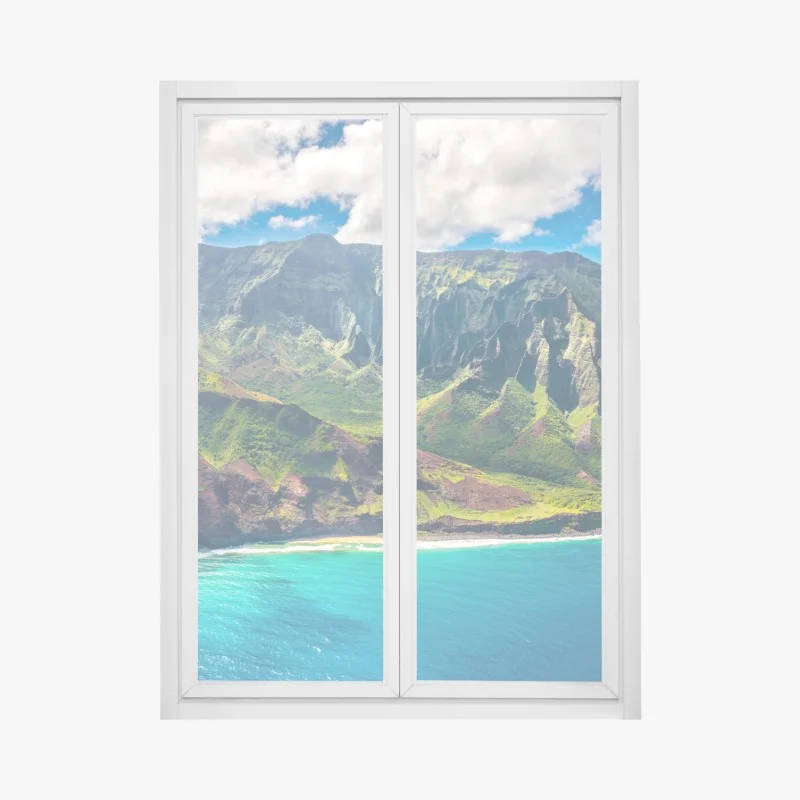 Adesivo per finestra panorama costiero della Na Pali, Kauai