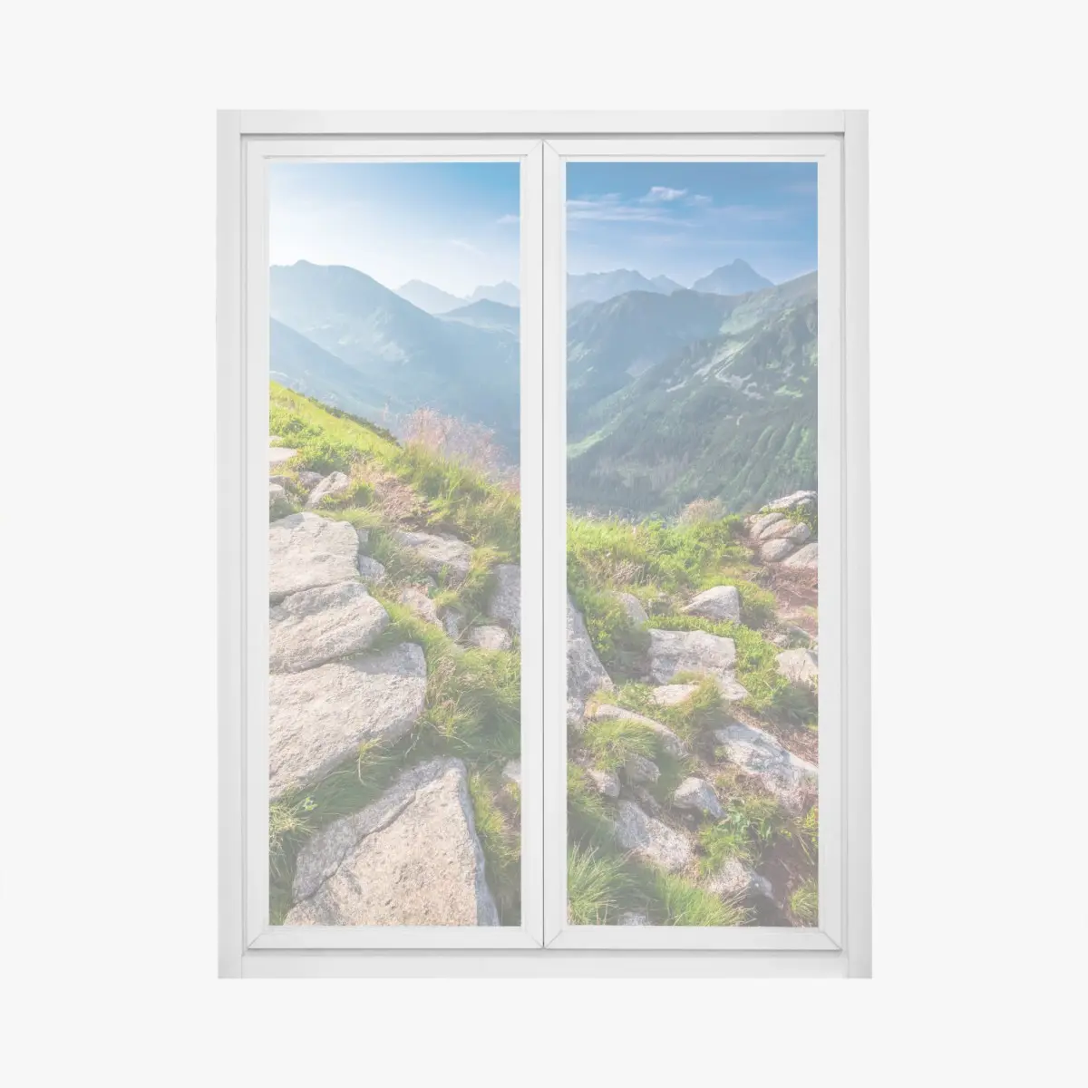 Adesivo per finestra alba sui Tatra: sentiero panoramico tra le cime • Wallissimo®