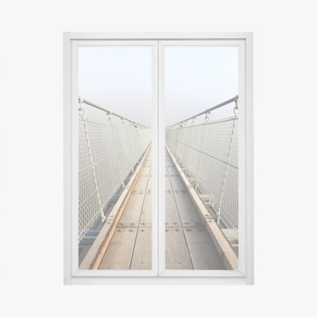 Adesivo per finestra passerella sospesa nella nebbia • Wallissimo®