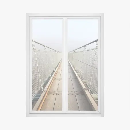 Adesivo per finestra passerella sospesa nella nebbia • Wallissimo®