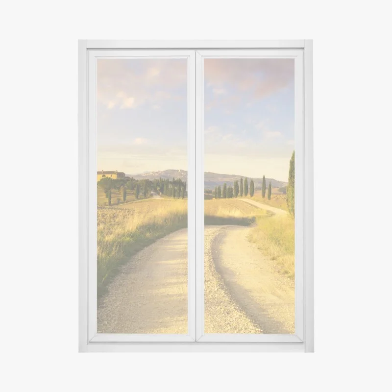 Adesivo per finestra strada di campagna in Toscana al tramonto