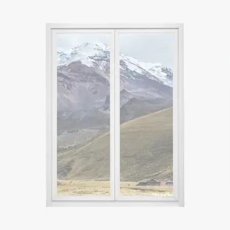 Adesivo per finestra paesaggio montano con vette innevate • Wallissimo®