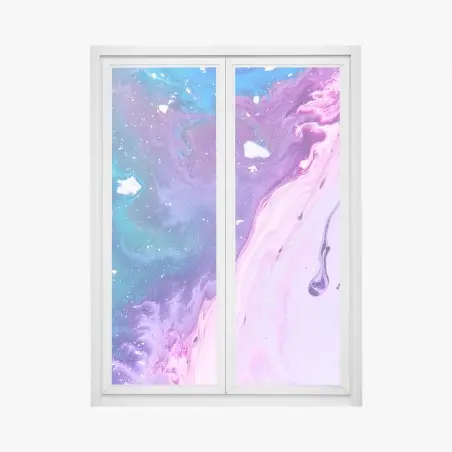 Adesivo per finestra cascata cromatica blu e viola • Wallissimo®