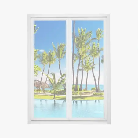 Adesivo per finestra spiaggia paradisiaca a Punta Cana • Wallissimo®