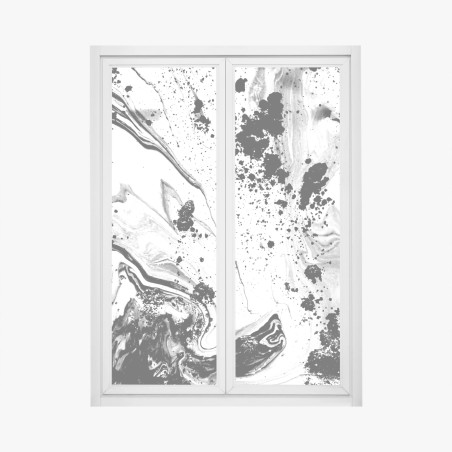 Adesivo per finestra astrazione marmorea in bianco e nero • Wallissimo®