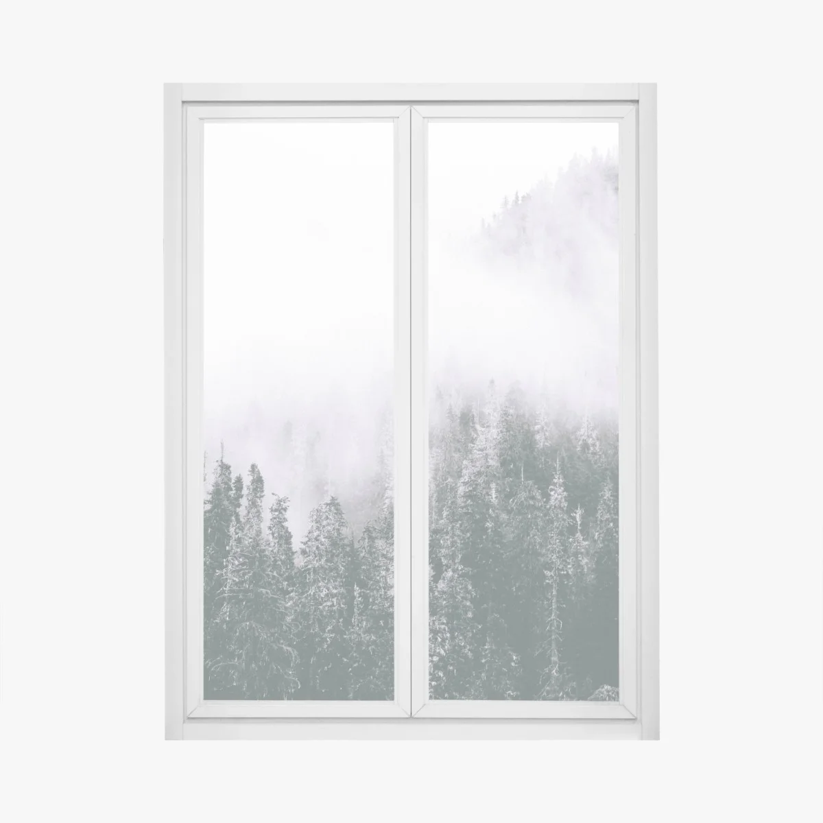 Adesivo per finestra bosco avvolto nella nebbia • Wallissimo® Adesivo per finestra bosco avvolto nella nebbia • Wallissimo®