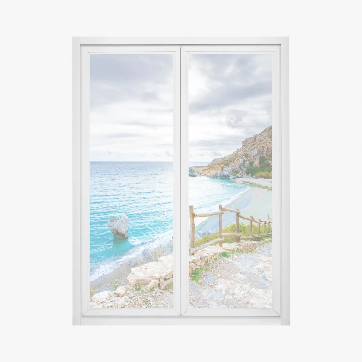Adesivo per finestra sentiero verso la baia turchese • Wallissimo® Adesivo per finestra sentiero verso la baia turchese • Wallissimo®