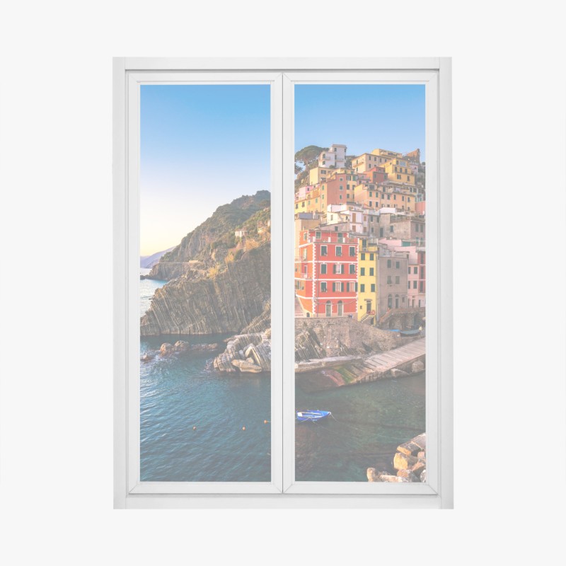 Adesivo per finestra scorcio di Riomaggiore al tramonto