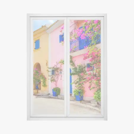 Adesivo per finestra angolo fiorito a Kefalonia • Wallissimo®