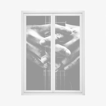 Adesivo per finestra mani intrecciate sulla chitarra in bianco e nero • Wallissimo®