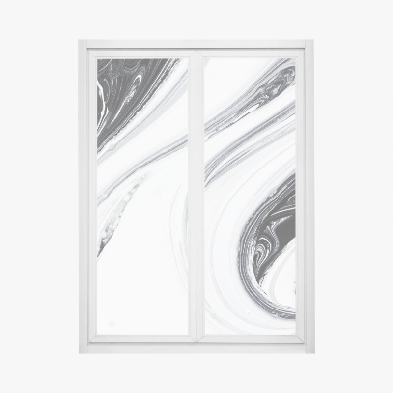 Adesivo per finestra eleganza marmorizzata in bianco e nero