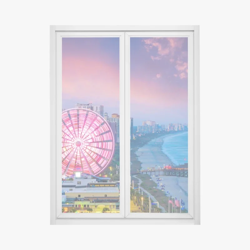 Adesivo per finestra tramonto rosa a Myrtle Beach • Wallissimo® Adesivo per finestra tramonto rosa a Myrtle Beach • Wallissimo®