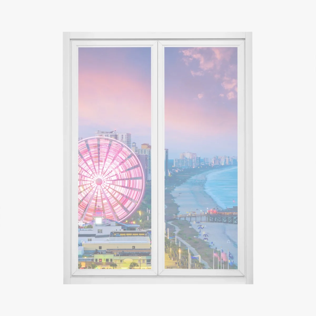 Adesivo per finestra tramonto rosa a Myrtle Beach • Wallissimo® Adesivo per finestra tramonto rosa a Myrtle Beach • Wallissimo®