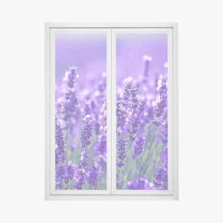 Adesivo per finestra un mare di lavanda in dettaglio • Wallissimo®