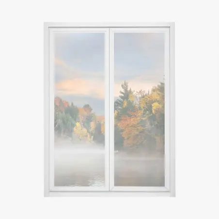 Adesivo per finestra nebbia mattutina sul lago di Stowe • Wallissimo®