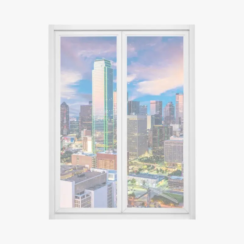 Adesivo per finestra tramonto su Dallas: skyline urbano e contemporaneo