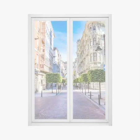 Adesivo per finestra viale storico di Santander sotto il cielo azzurro • Wallissimo®