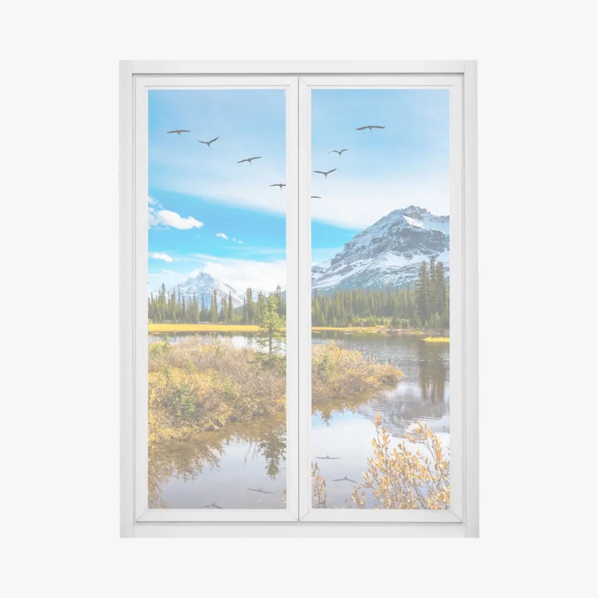 Adesivo per finestra riflessi d'autunno alle Montagne Rocciose • Wallissimo®