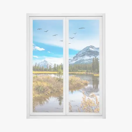 Adesivo per finestra riflessi d'autunno alle Montagne Rocciose • Wallissimo®