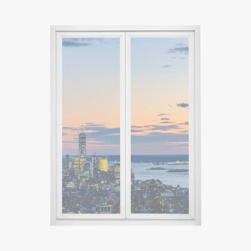 Adesivo per finestra tramonto su New York con Empire State Building