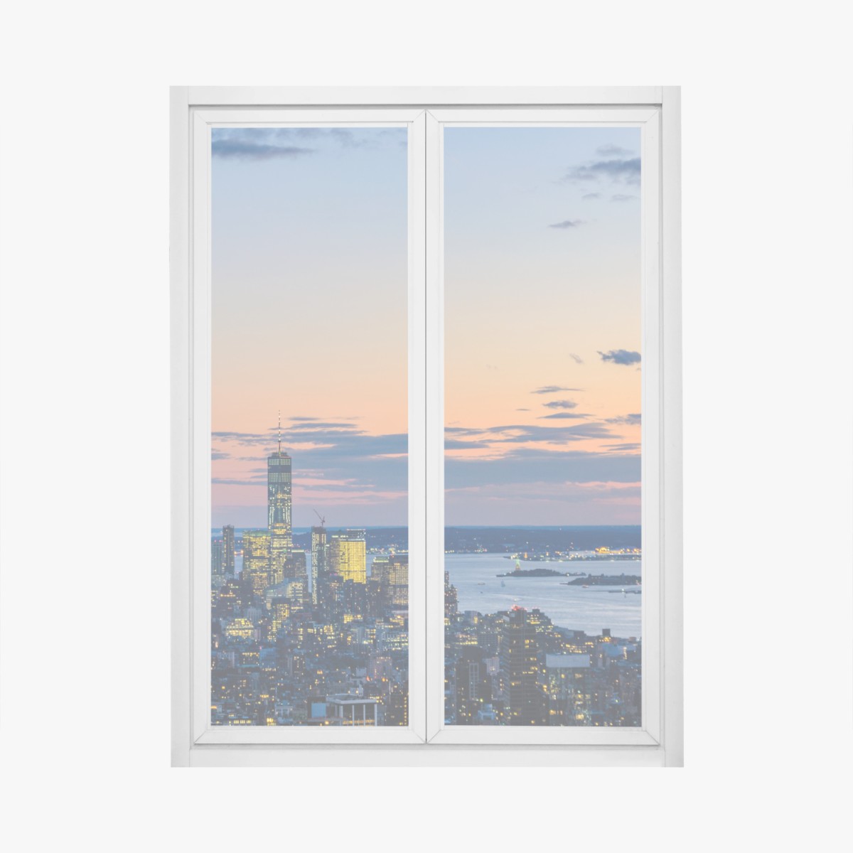 Adesivo per finestra tramonto su New York con Empire State Building • Wallissimo®