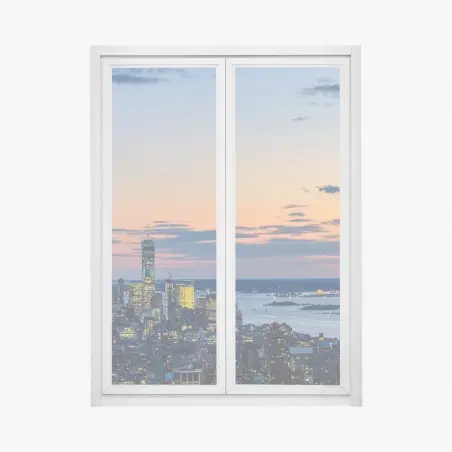 Adesivo per finestra tramonto su New York con Empire State Building • Wallissimo®