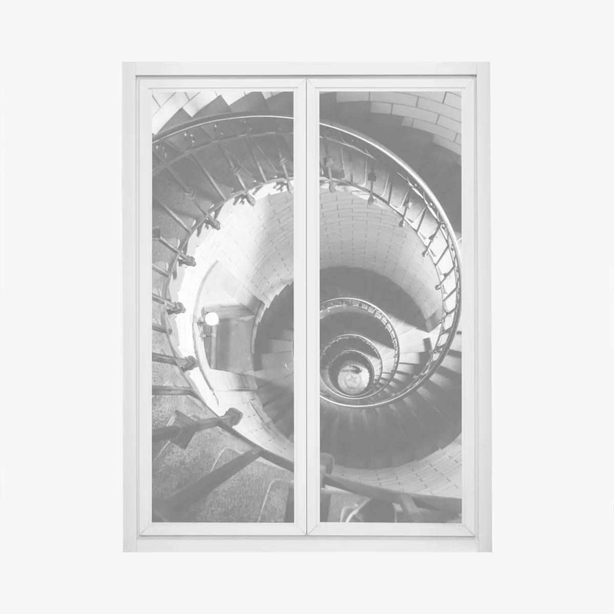 Adesivo per finestra spirale architettonica in bianco e nero • Wallissimo® Adesivo per finestra spirale architettonica in bianco e nero • Wallissimo®