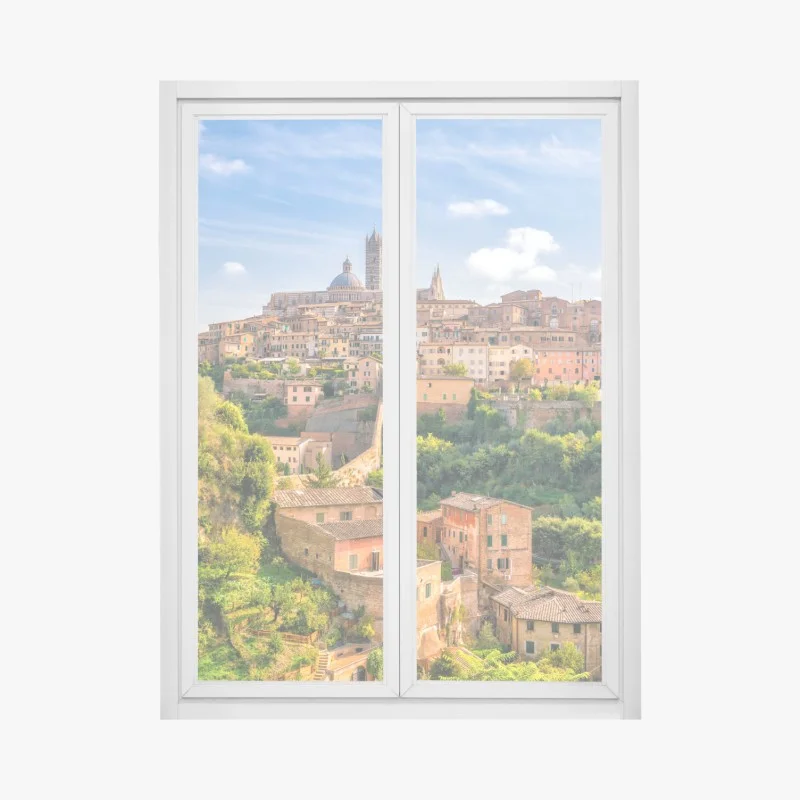 Adesivo per finestra panorama storico di Siena nelle colline della Toscana