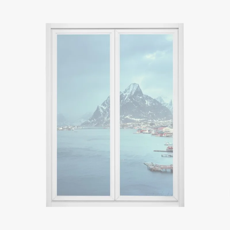 Adesivo per finestra paesaggio invernale a Reine, Isole Lofoten
