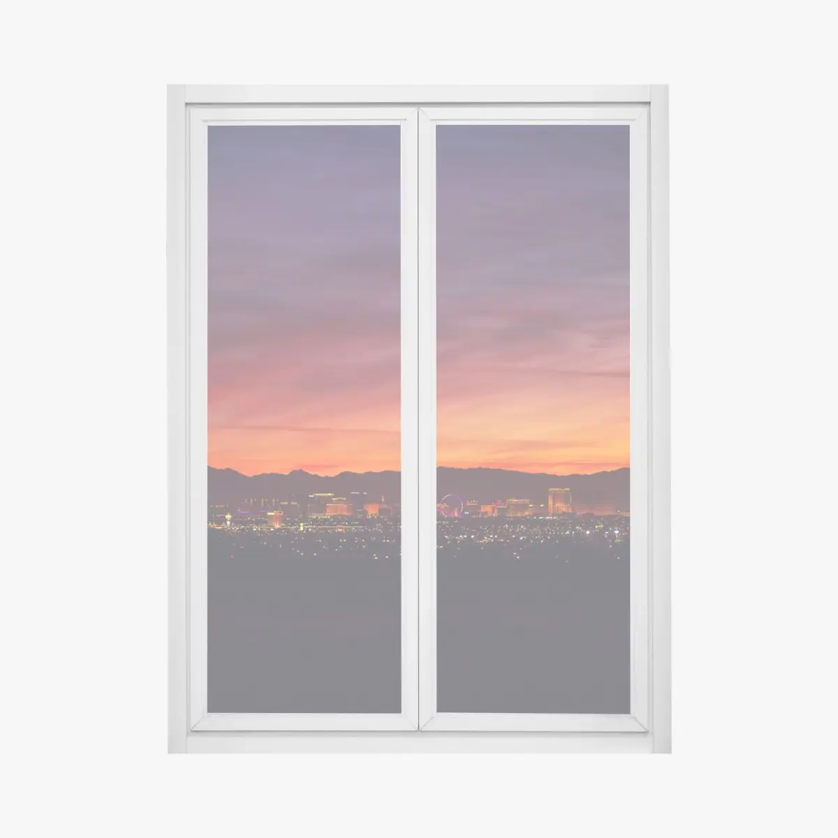 Adesivo per finestra panorama serale di Las Vegas al tramonto • Wallissimo®
