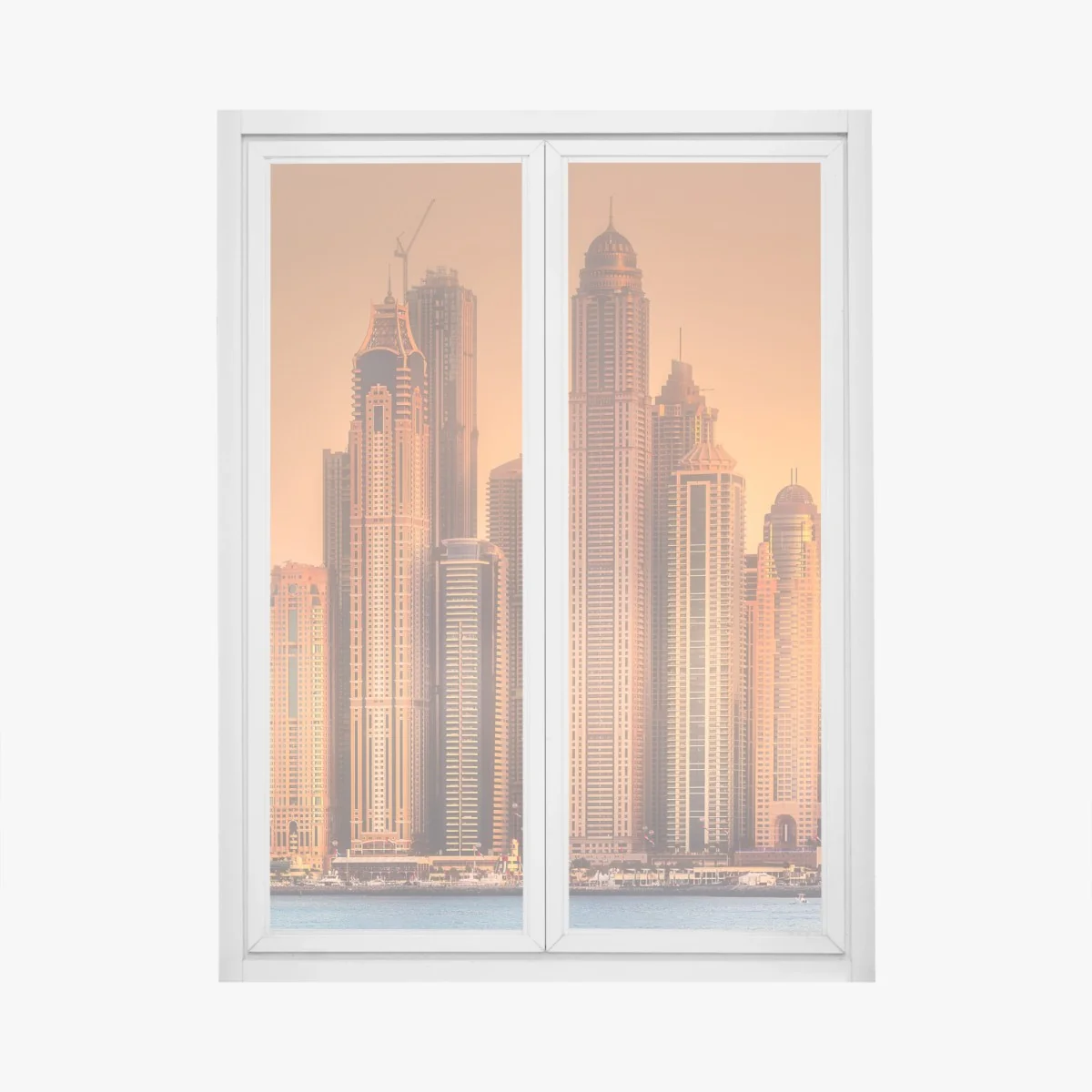 Adesivo per finestra skyline dorato di Dubai • Wallissimo® Adesivo per finestra skyline dorato di Dubai • Wallissimo®