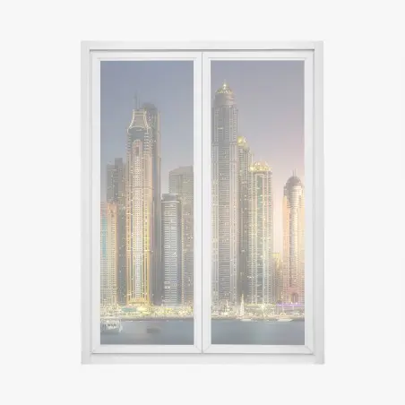 Adesivo per finestra skyline dorato di Dubai • Wallissimo®