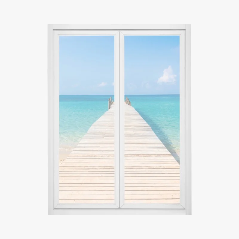 Adesivo per finestra pontile verso il mare turchese