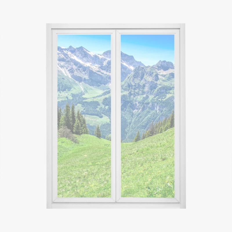 Adesivo per finestra panorama alpino estivo - Alpi Svizzere, Engelberg