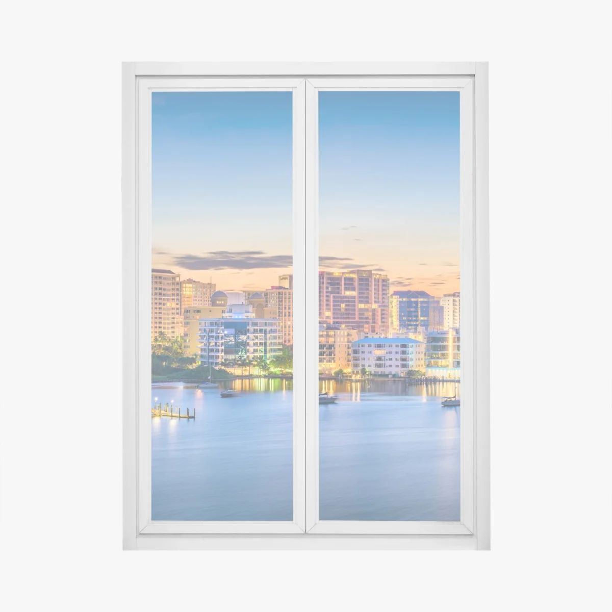 Adesivo per finestra veduta di Sarasota all'alba sulla baia • Wallissimo® Adesivo per finestra veduta di Sarasota all'alba sulla baia • Wallissimo®