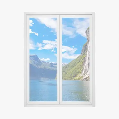 Adesivo per finestra cascate Sette Sorelle a Geiranger • Wallissimo®