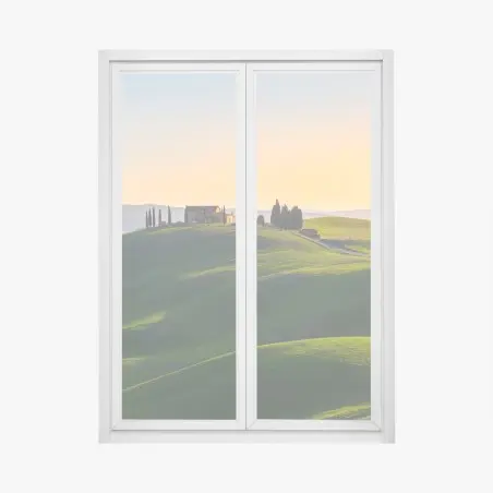 Adesivo per finestra tramonto sulle Crete Senesi • Wallissimo®