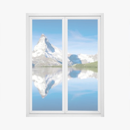 Adesivo per finestra riflessi del Cervino sulle acque alpine • Wallissimo®