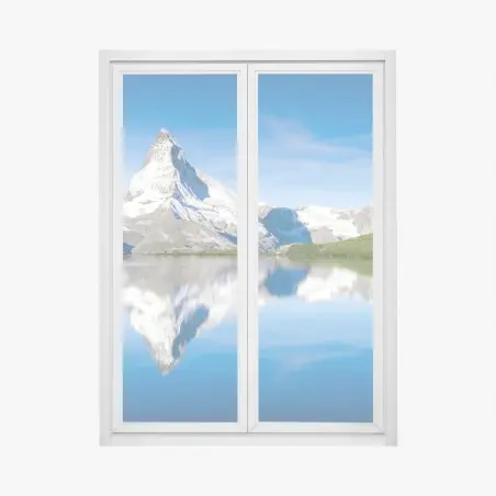 Adesivo per finestra riflessi del Cervino sulle acque alpine • Wallissimo®