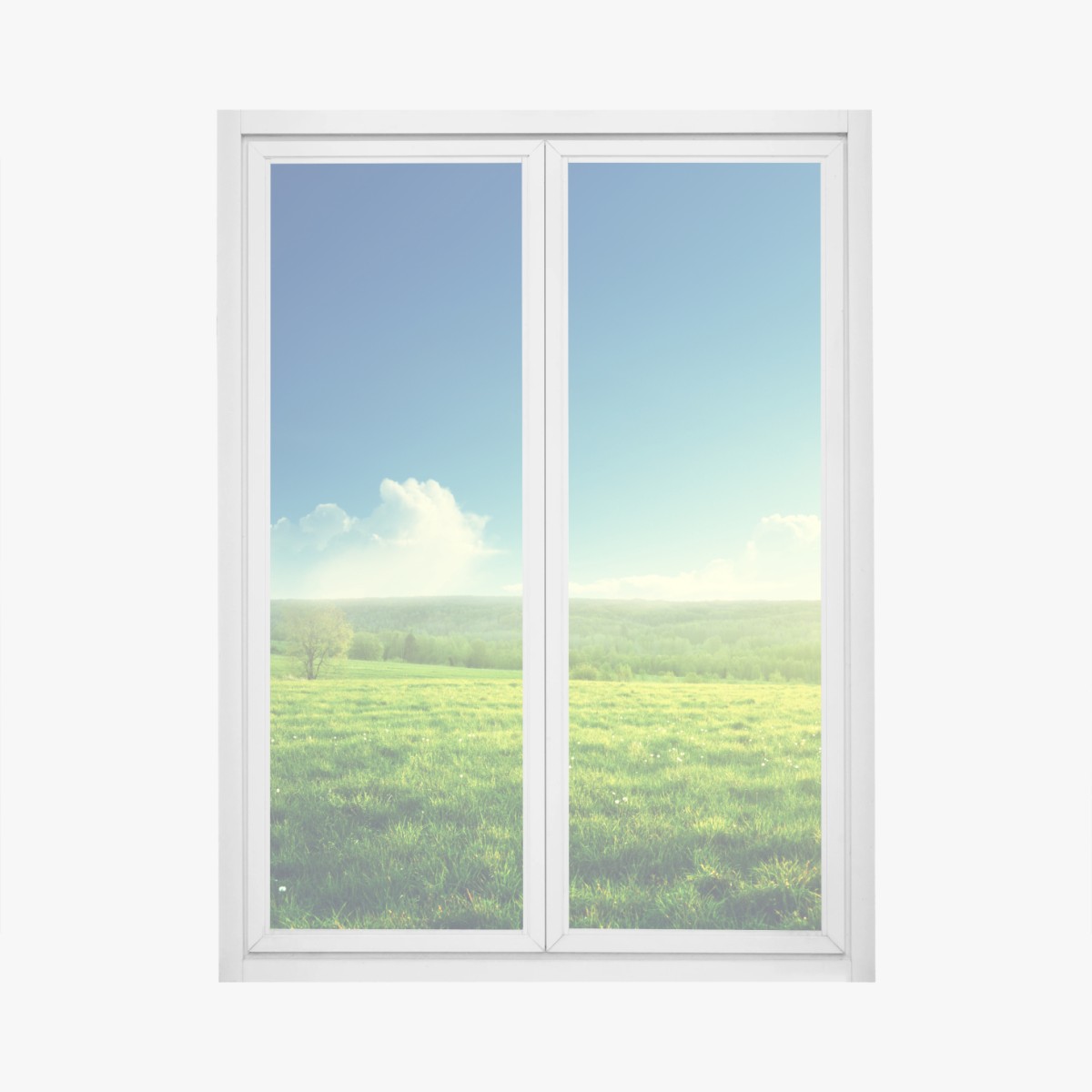 Adesivo per finestra paesaggio primaverile al tramonto • Wallissimo®