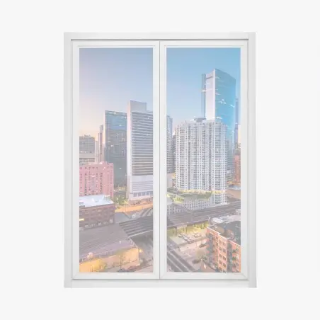 Adesivo per finestra tramonto su Chicago: skyline urbano moderno • Wallissimo®