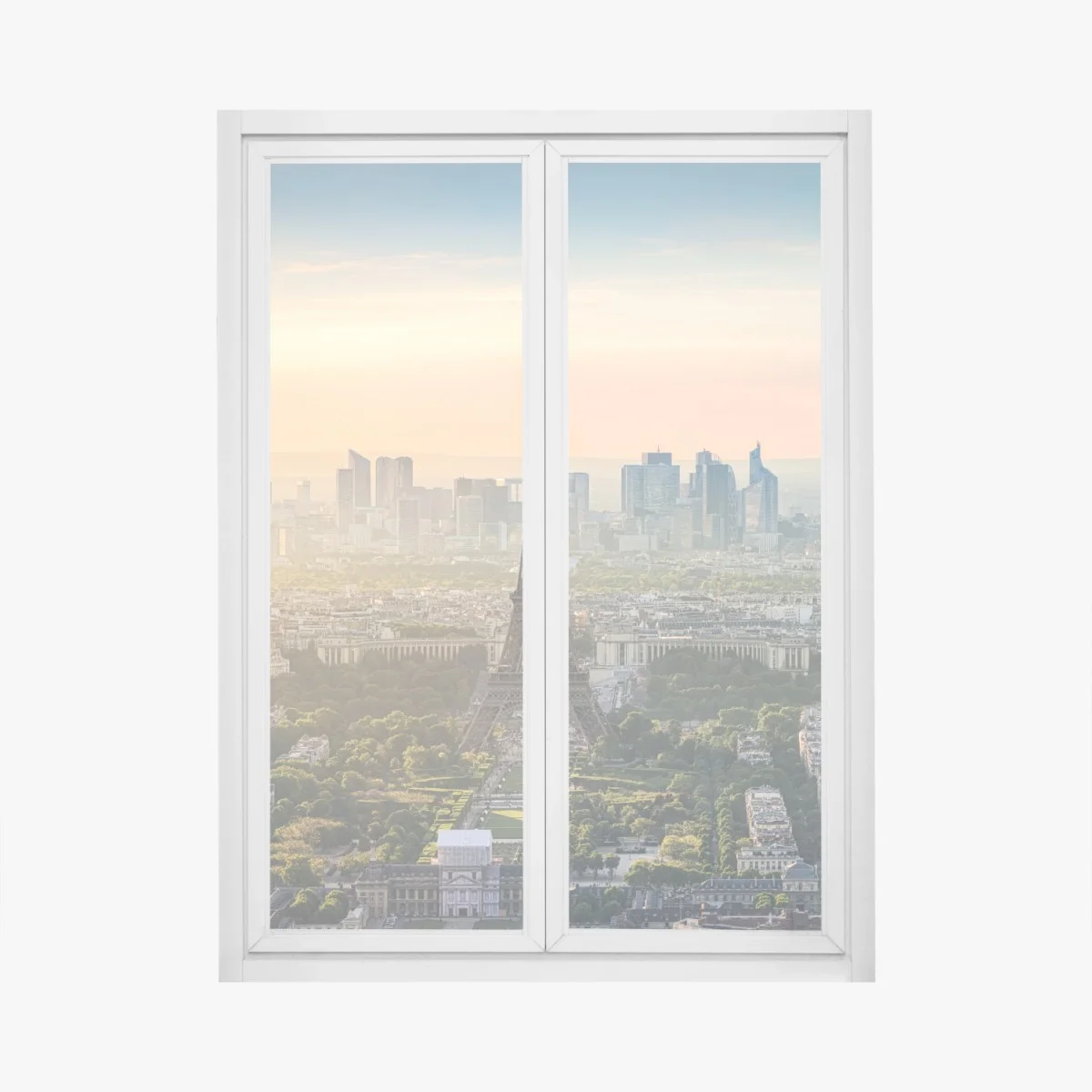 Adesivo per finestra tramonto su Parigi con Torre Eiffel • Wallissimo® Adesivo per finestra tramonto su Parigi con Torre Eiffel • Wallissimo®