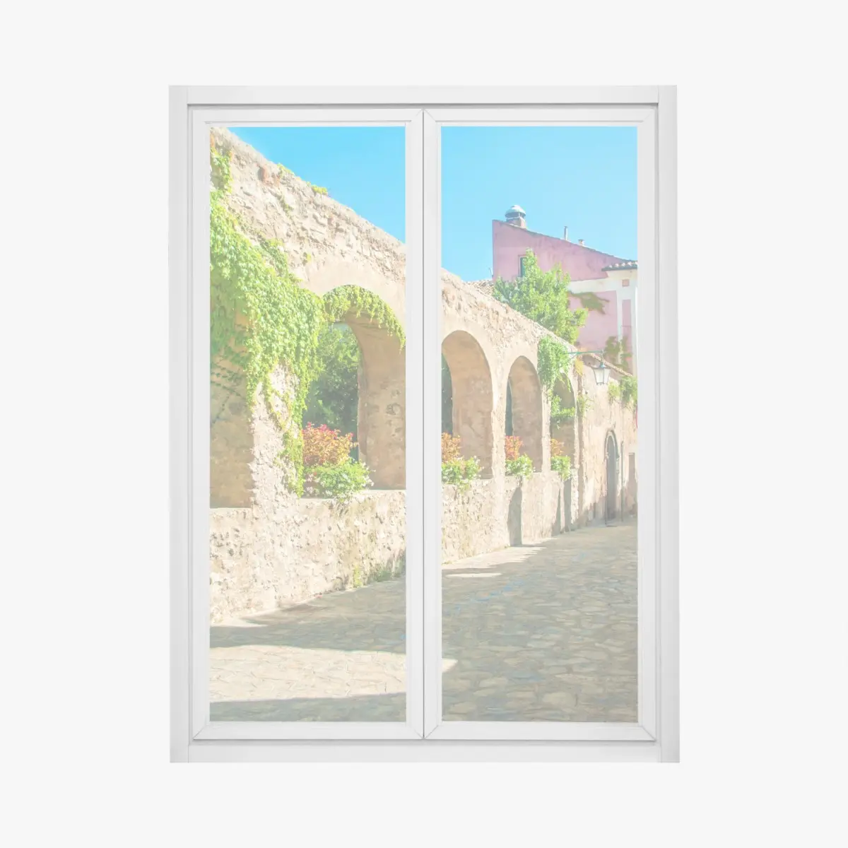 Adesivo per finestra scorcio fiorito di Ravello sulla Costiera Amalfitana • Wallissimo®