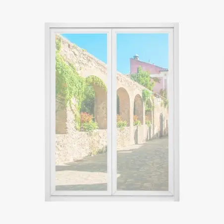 Adesivo per finestra scorcio fiorito di Ravello sulla Costiera Amalfitana • Wallissimo®