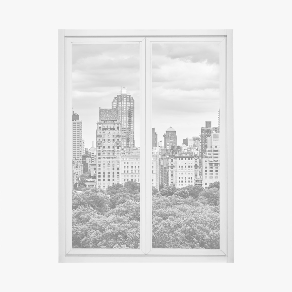 Adesivo per finestra panorama in bianco e nero dell'Upper East Side, Manhattan • Wallissimo®