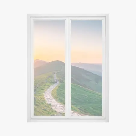 Adesivo per finestra sentiero sulla cresta all'alba • Wallissimo®