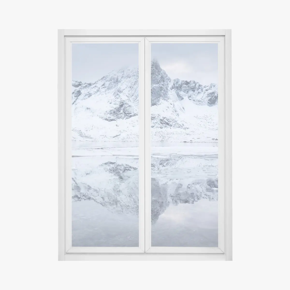 Adesivo per finestra riflessi artici sulle montagne della Norvegia • Wallissimo®