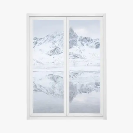 Adesivo per finestra riflessi artici sulle montagne della Norvegia • Wallissimo®
