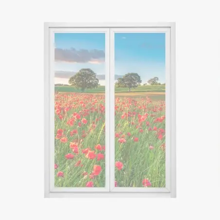 Adesivo per finestra campo di papaveri a Corbridge, Northumberland • Wallissimo®